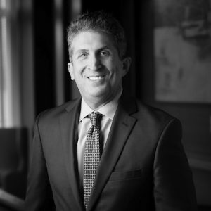 Black and white portrait of Michael Lefkowitz, who has recently joined Capano Management as Chief Financial Officer